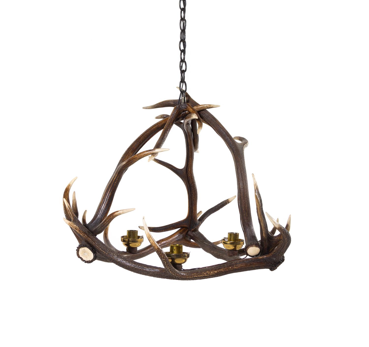 Two Three-Light Antler-Form Chandeliers