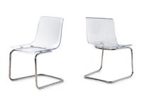 A Set of Three Contemporary Acrylic Nesting Tables and a Pair of Similar Side Chairs