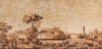 A French Scenic Wallpaper Depicting Palazzo Vinadio