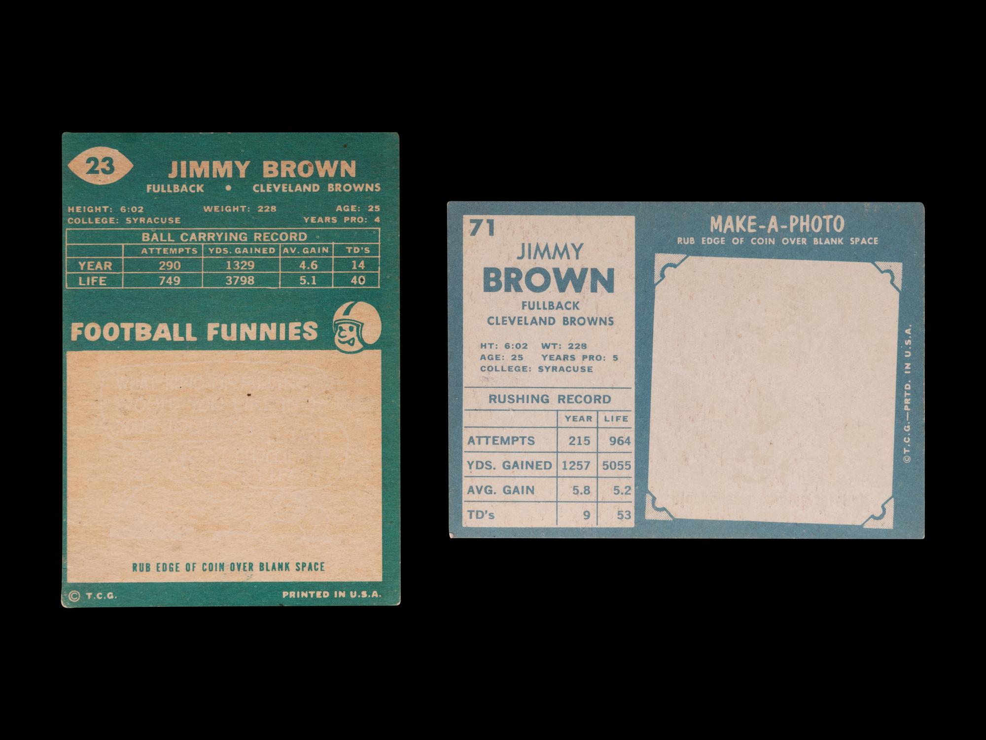 A Group of 1960 and 1961 Topps Jim Brown Football Cards,