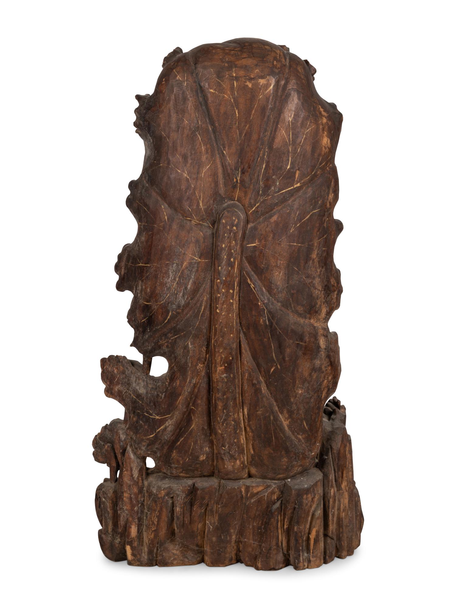 A Monumental Chinese Parcel Gilt Carved Harwood Figure of Guanyin