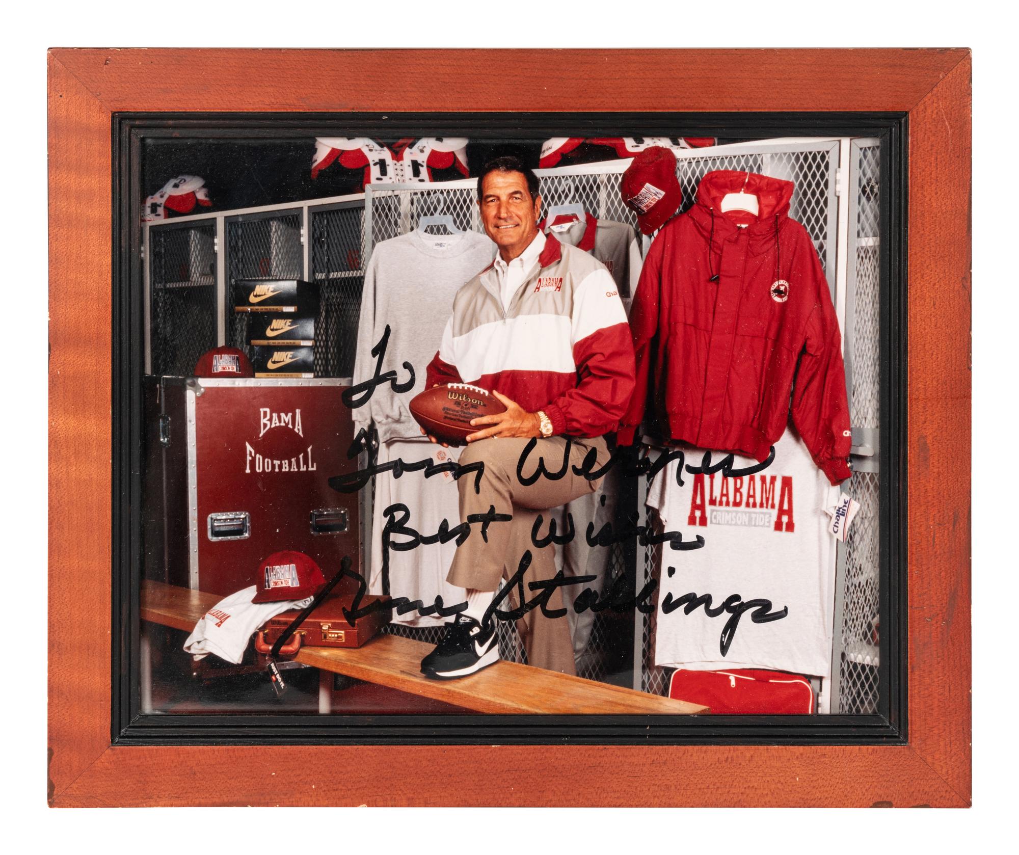 A Group of University of Alabama Football Signed Autographs Including Paul Bear Bryant (Beckett Authentication Services BAS Certified),