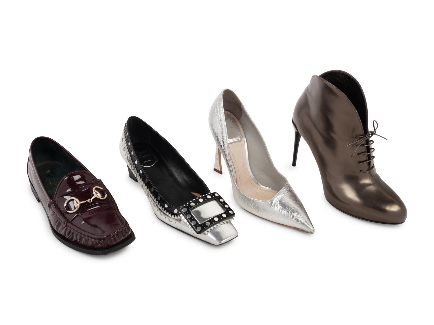 Four Pairs of Designer Shoes: One Roger Vivier, One Christian Dior, Two Gucci, 2000s