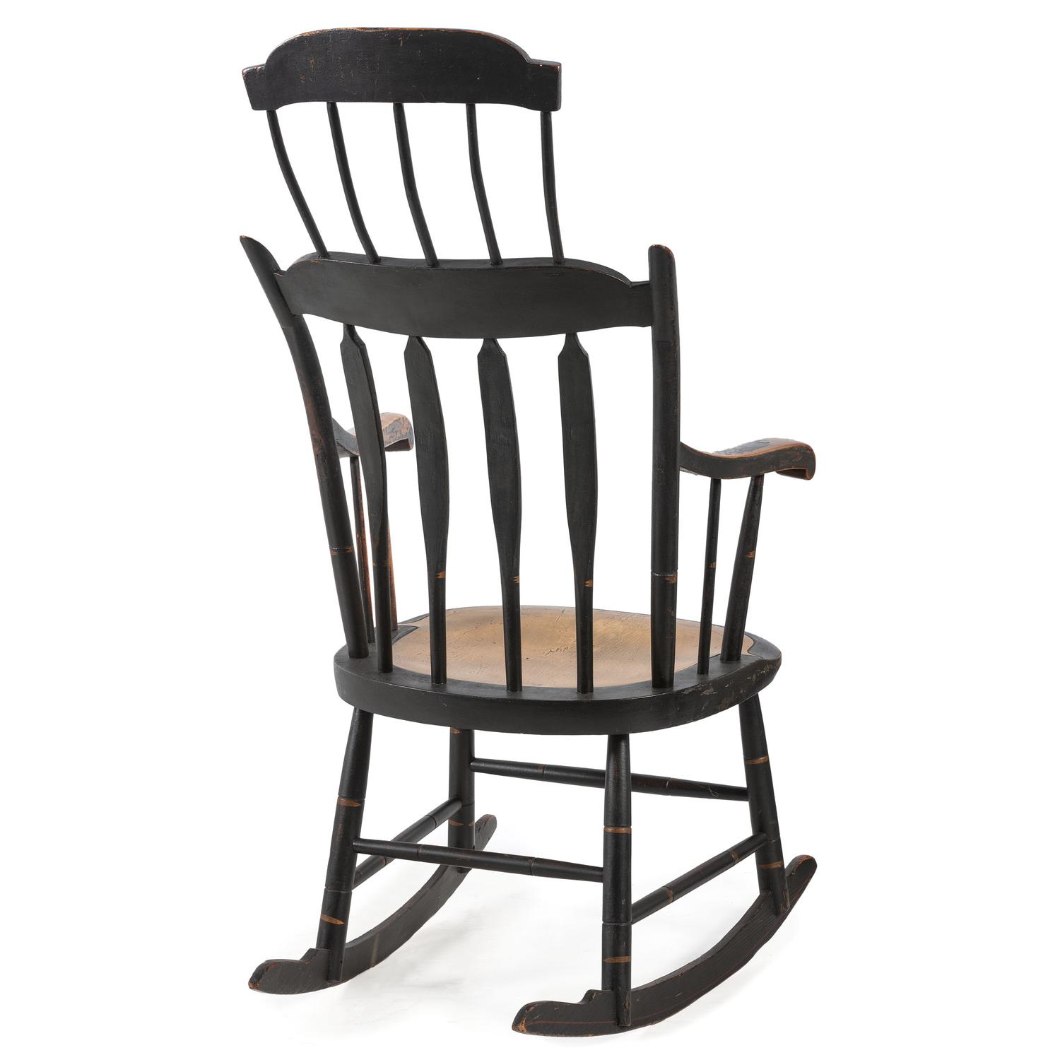 A Classical Arrowback Paint Decorated Windsor Armchair Rocker