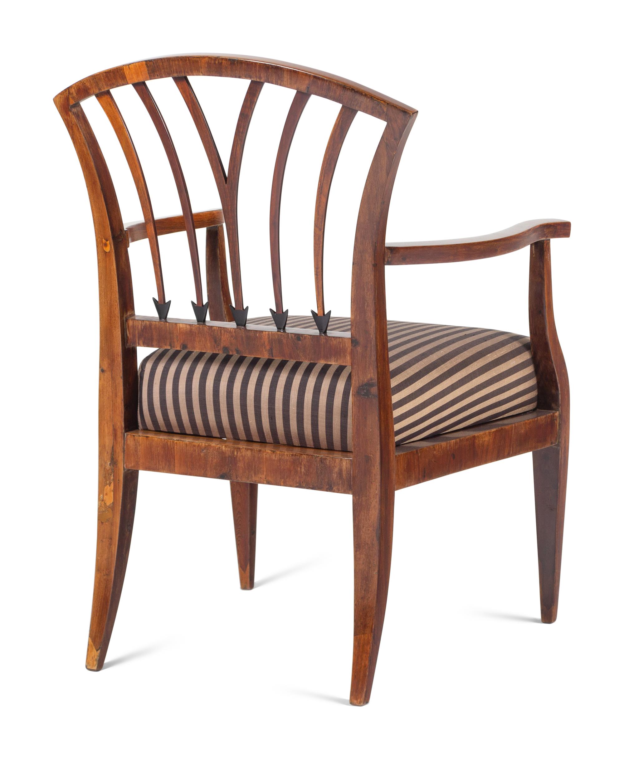 An Austrian Neoclassical Walnut Armchair