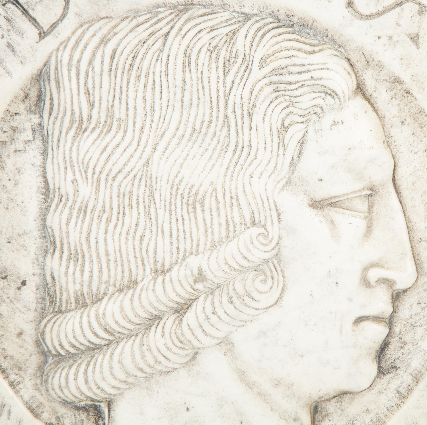 A Collection of Six Italian Marble Bas Relief Profile Portrait Plaques