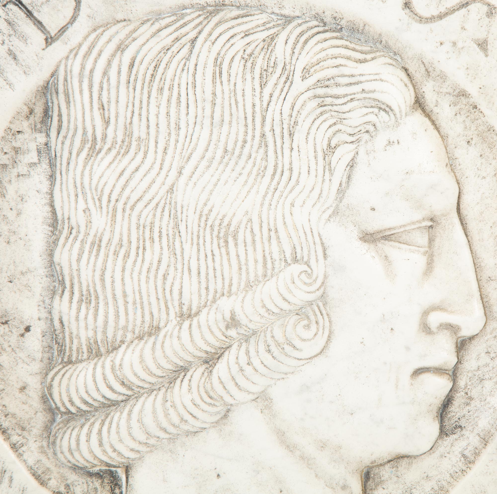 A Collection of Six Italian Marble Bas Relief Profile Portrait Plaques