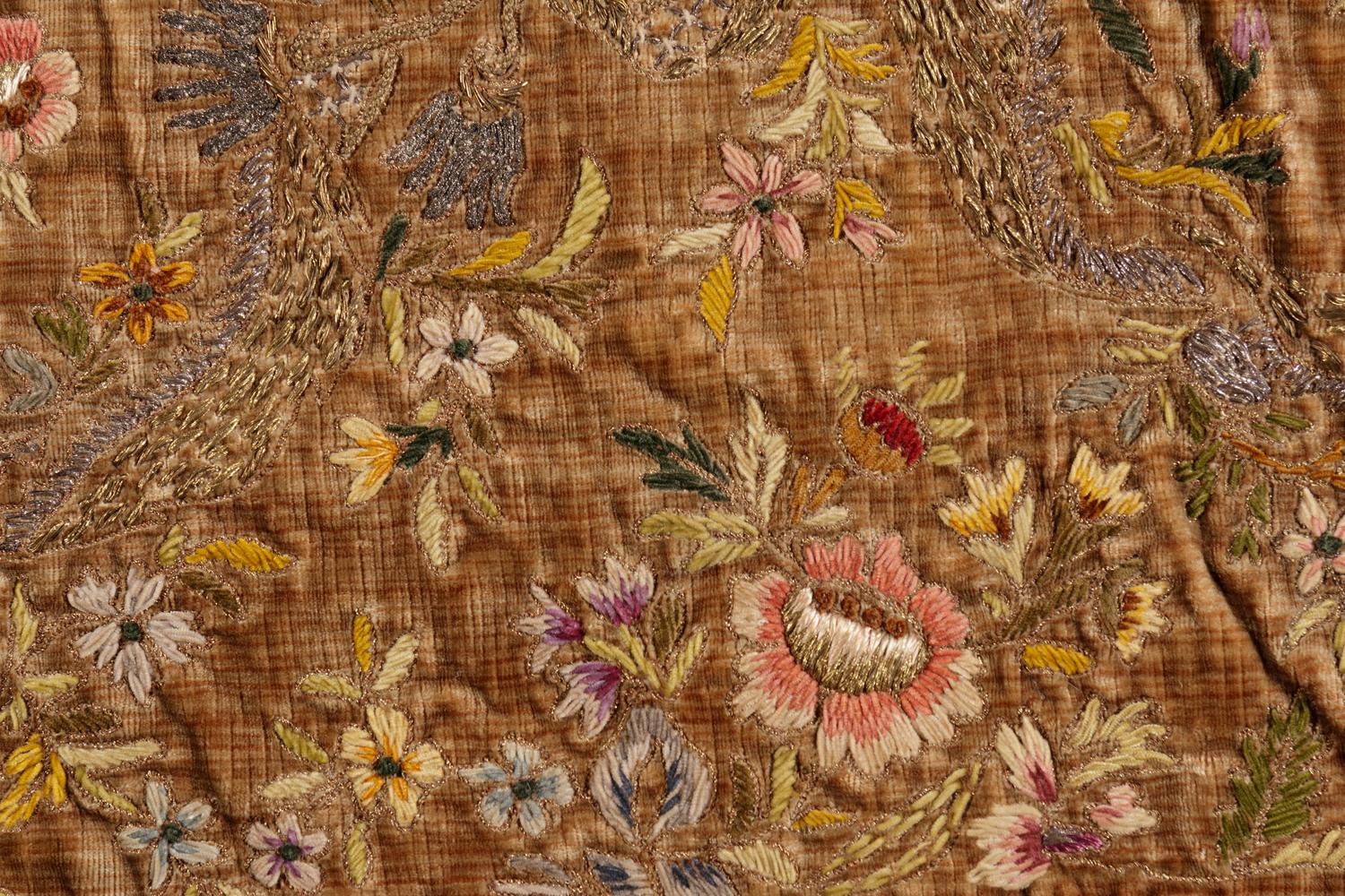 A Continental Metallic Thread Embroidered Panel