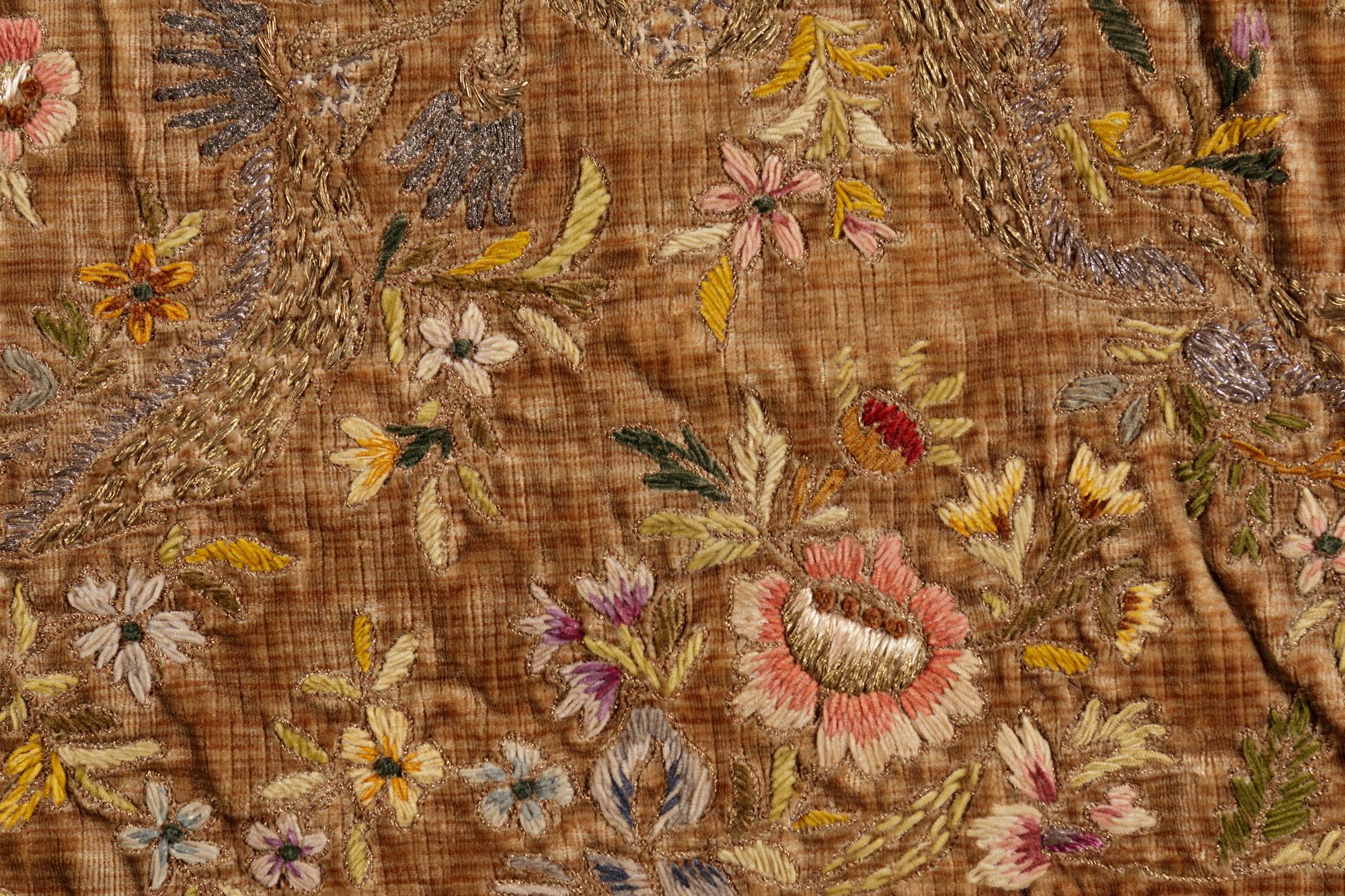 A Continental Metallic Thread Embroidered Panel