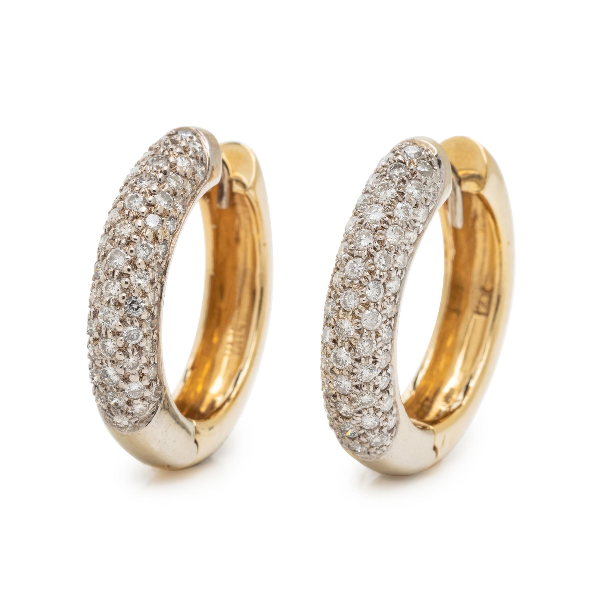BICOLOR GOLD AND DIAMOND HOOP EARRINGS