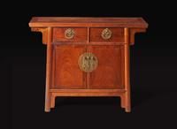 A Chinese huanghuali and hardwood side cabinet 黃花梨及硬木立櫃