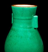 A Chinese Crackled Green Glazed Porcelain Hu Vase