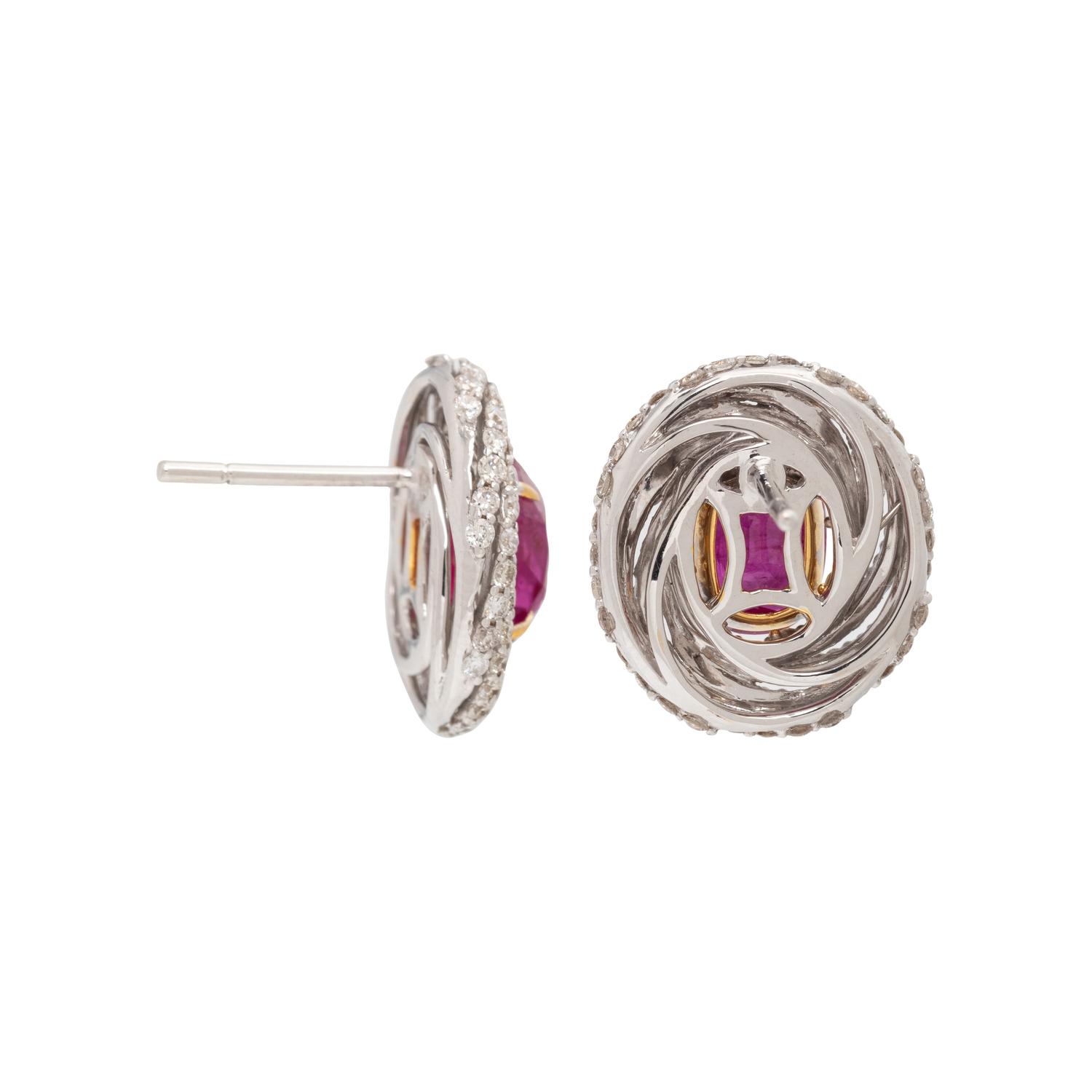 UNHEATED BURMESE RUBY AND DIAMOND EARRINGS