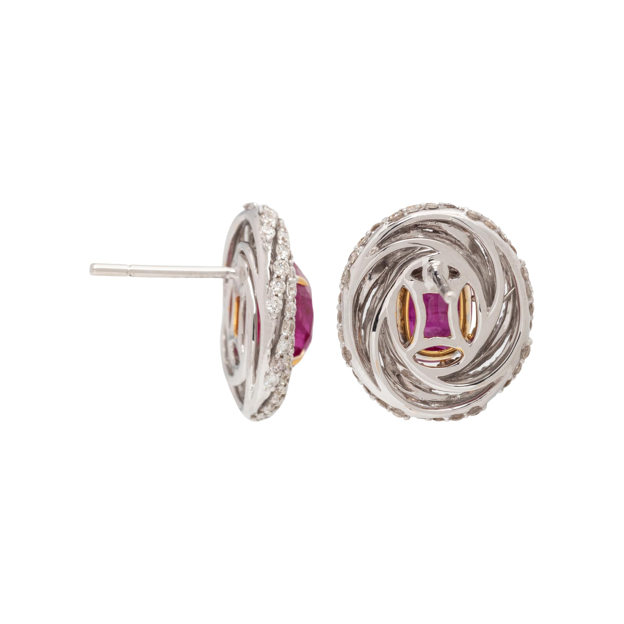 UNHEATED BURMESE RUBY AND DIAMOND EARRINGS