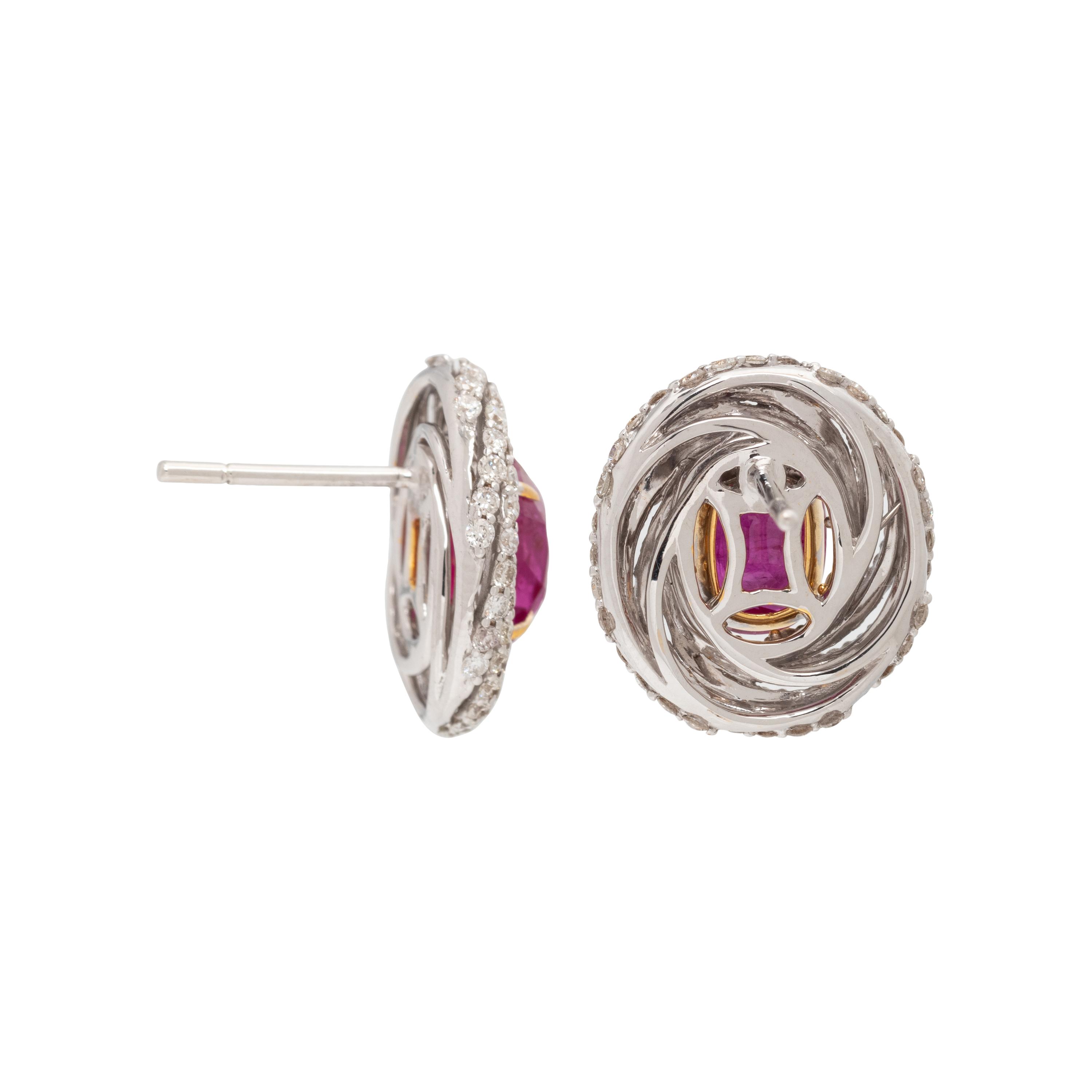 UNHEATED BURMESE RUBY AND DIAMOND EARRINGS