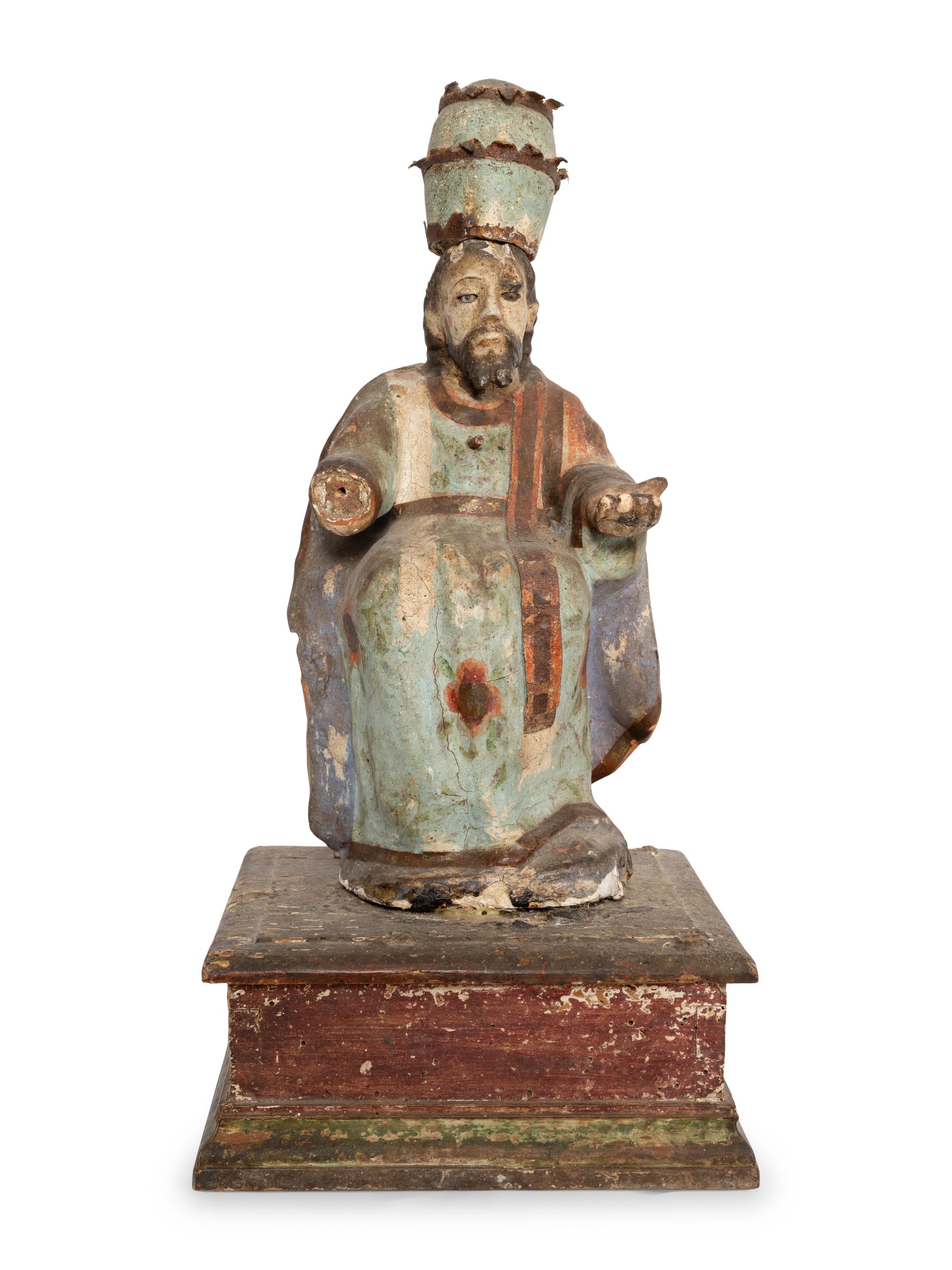 A Spanish Colonial Polychromed Santos