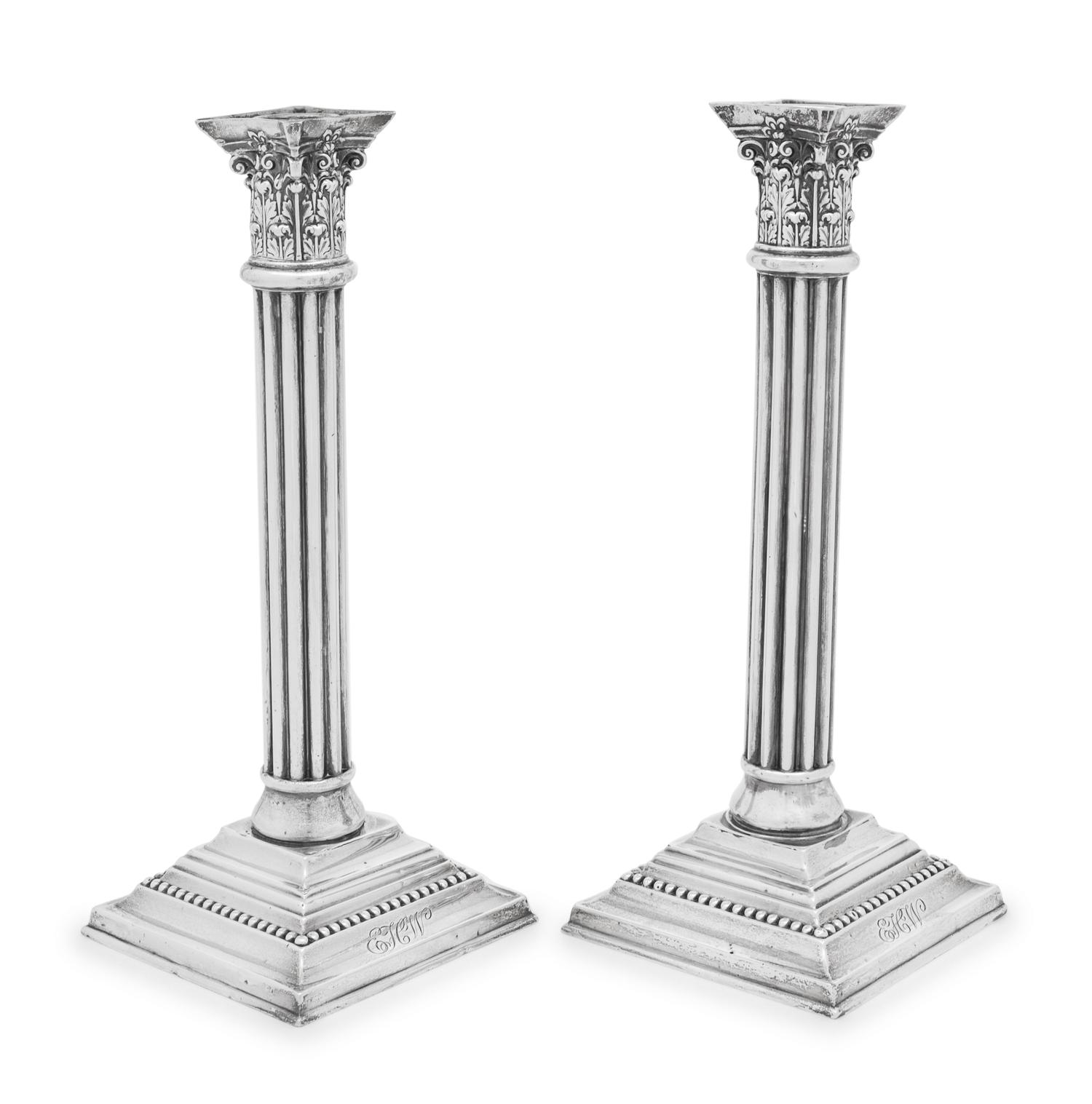 A Pair of American Silver Candlesticks