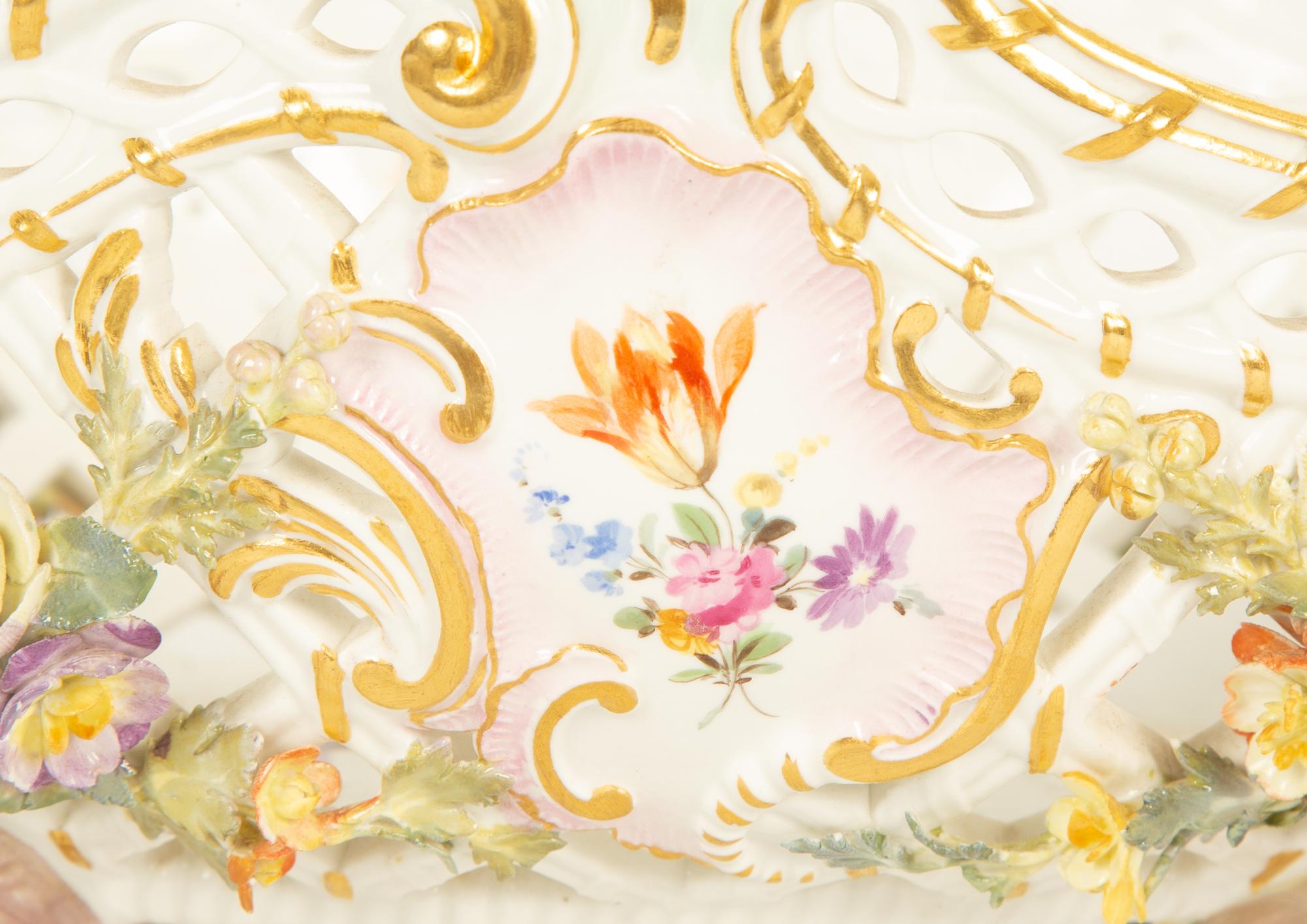 A Meissen Porcelain Footed Oval Center Basket — 19th Century
