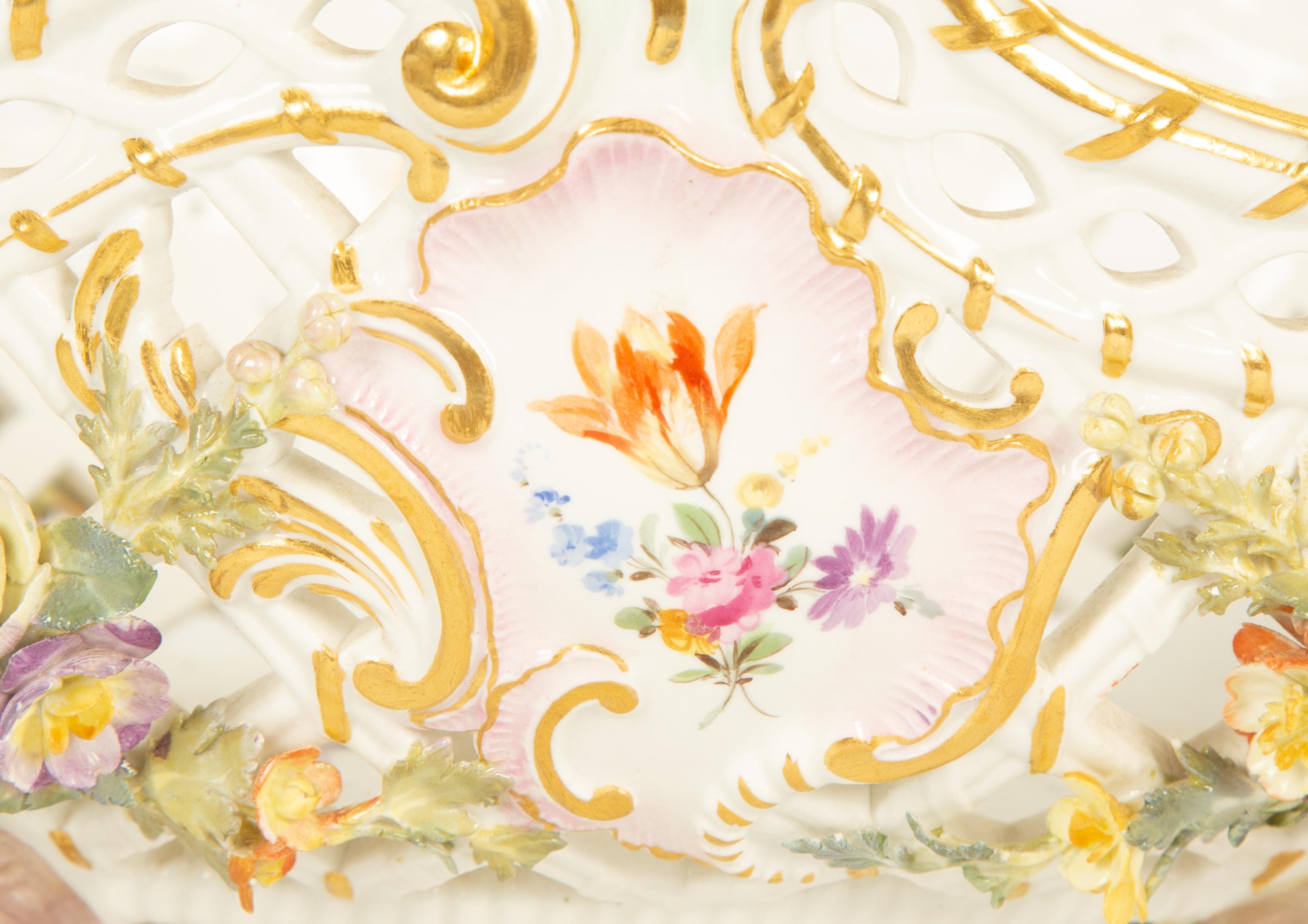 A Meissen Porcelain Footed Oval Center Basket — 19th Century