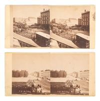 [EARLY PHOTOGRAPHY - STEREOVIEWS]. [KEMPE & GATES, photographers]. A group of 7 stereoviews documenting the effects of the 1865 flood in Rochester, NY in real time. [Rochester]: [ca 1865].
