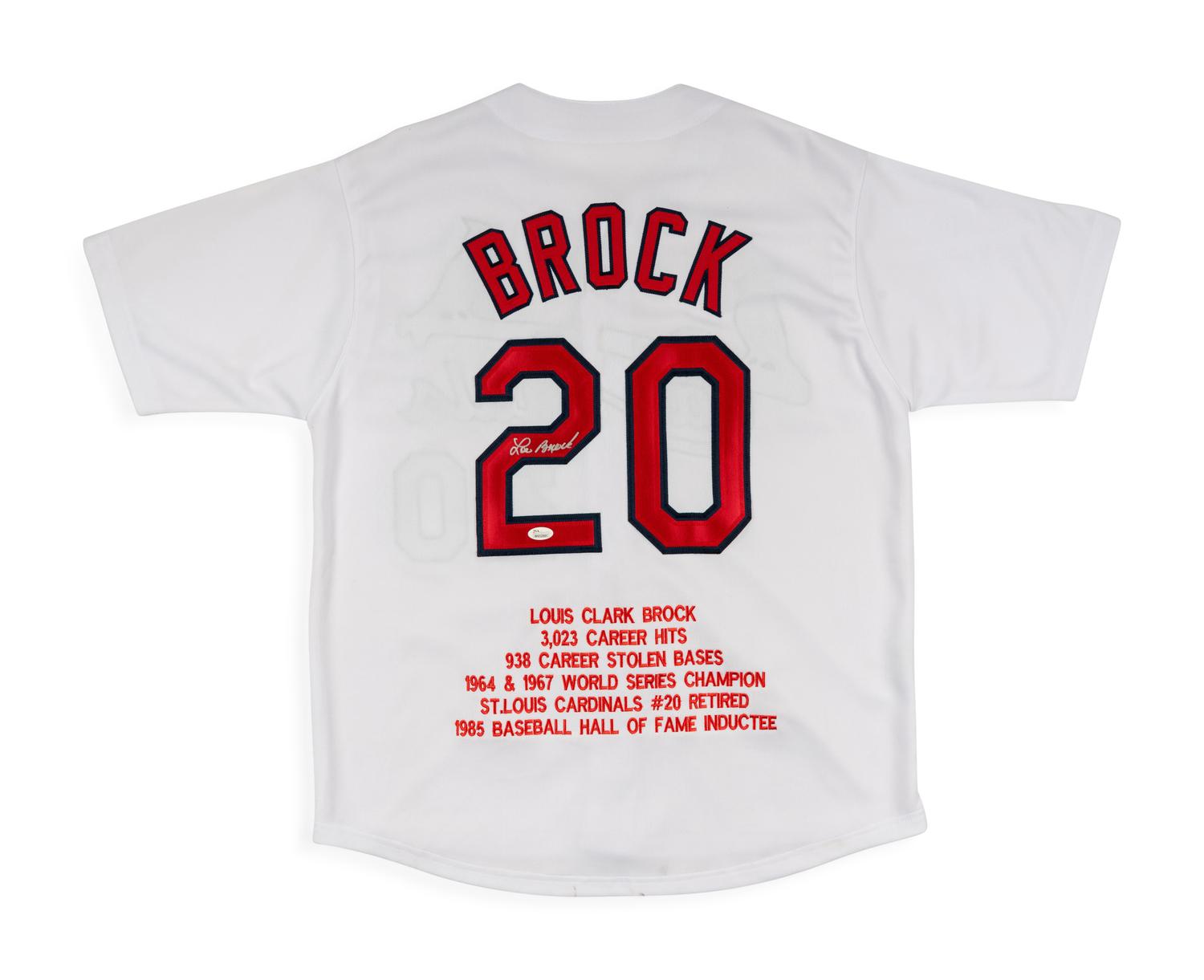 A Lou Brock Signed Autograph St. Louis Cardinals Jersey Display (JSA Sticker)