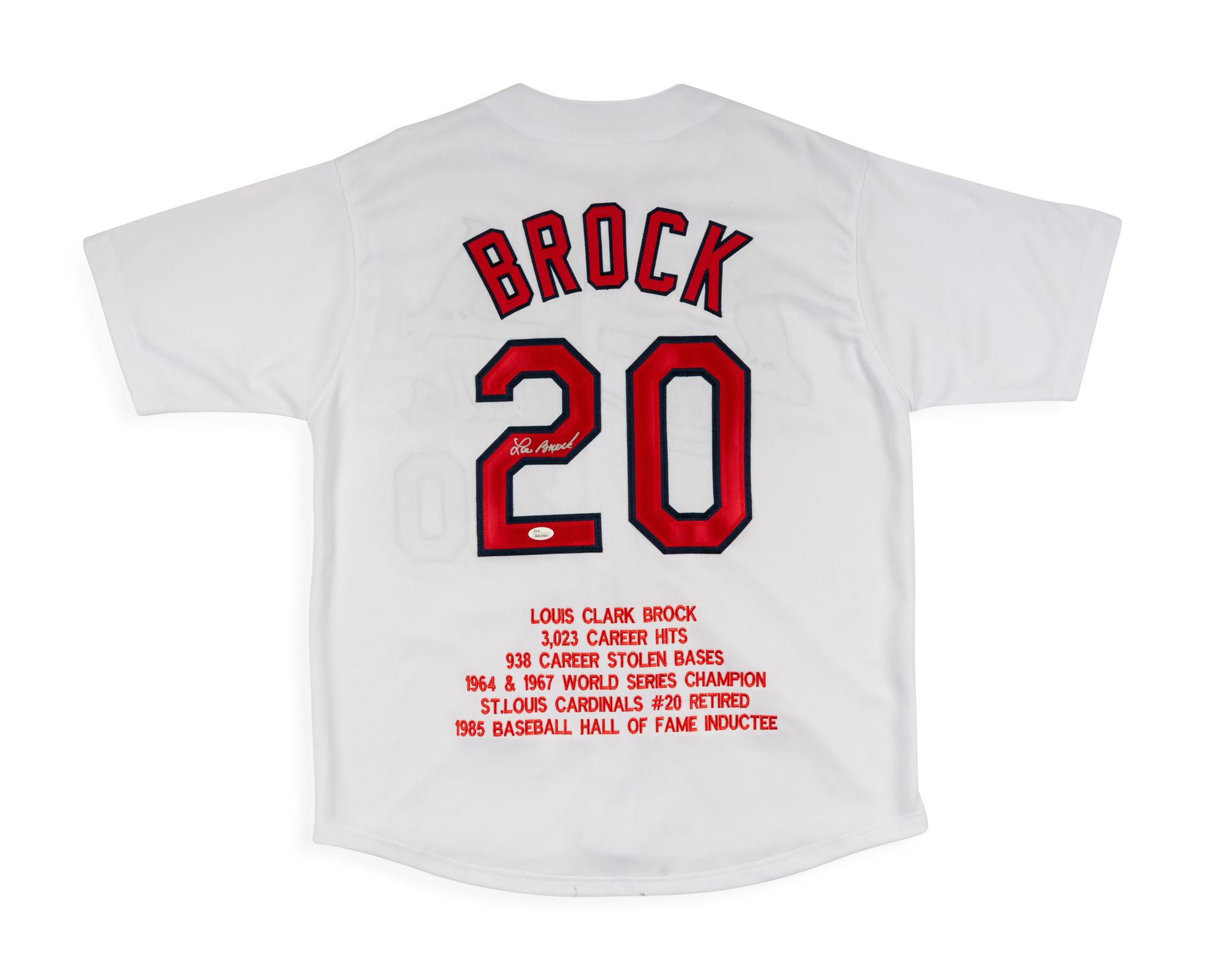 A Lou Brock Signed Autograph St. Louis Cardinals Jersey Display (JSA Sticker)