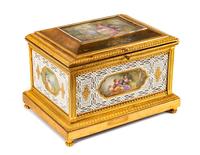 A French Gilt Bronze and Reticulated Porcelain Box