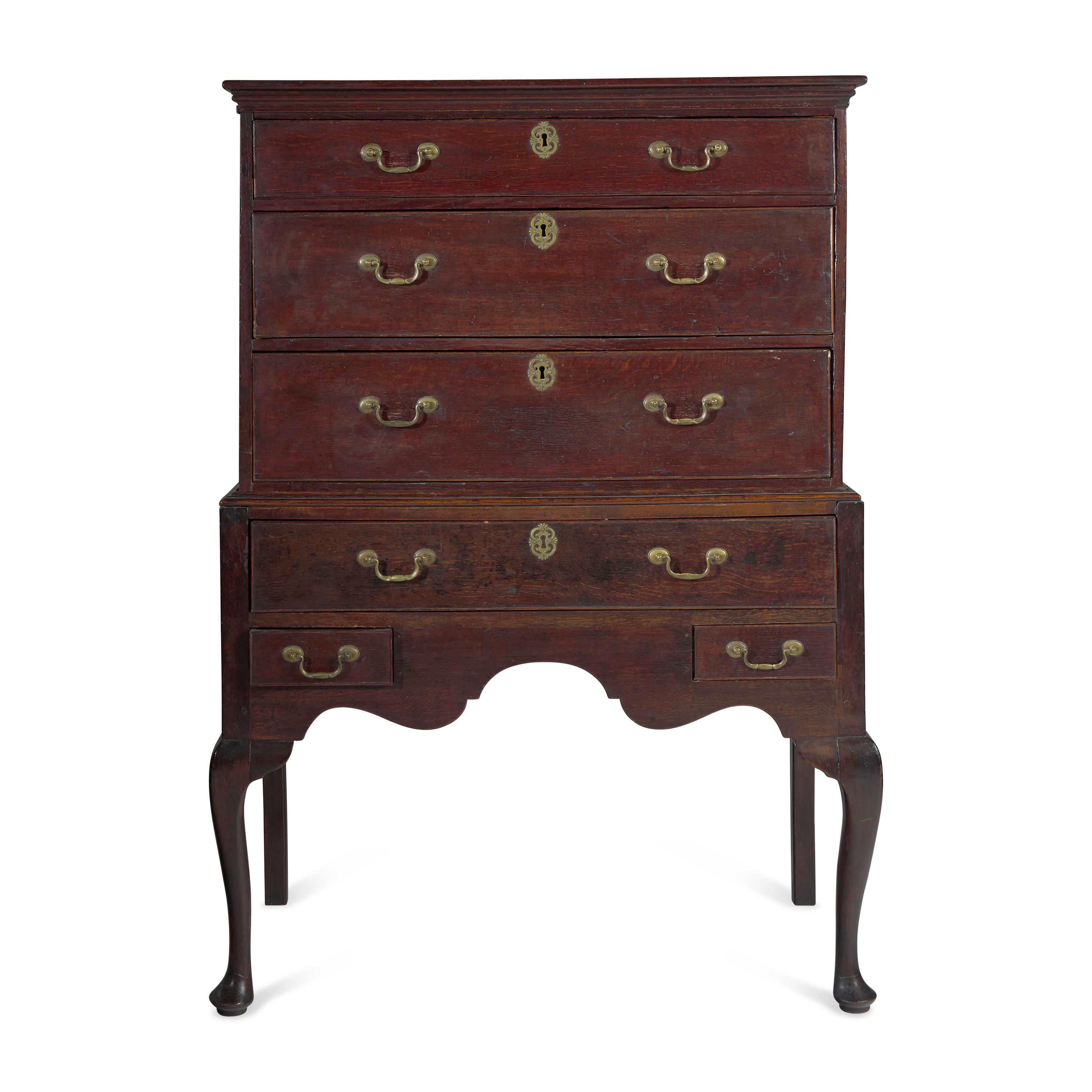 A Diminutive Queen Anne Oak High Chest of Drawers