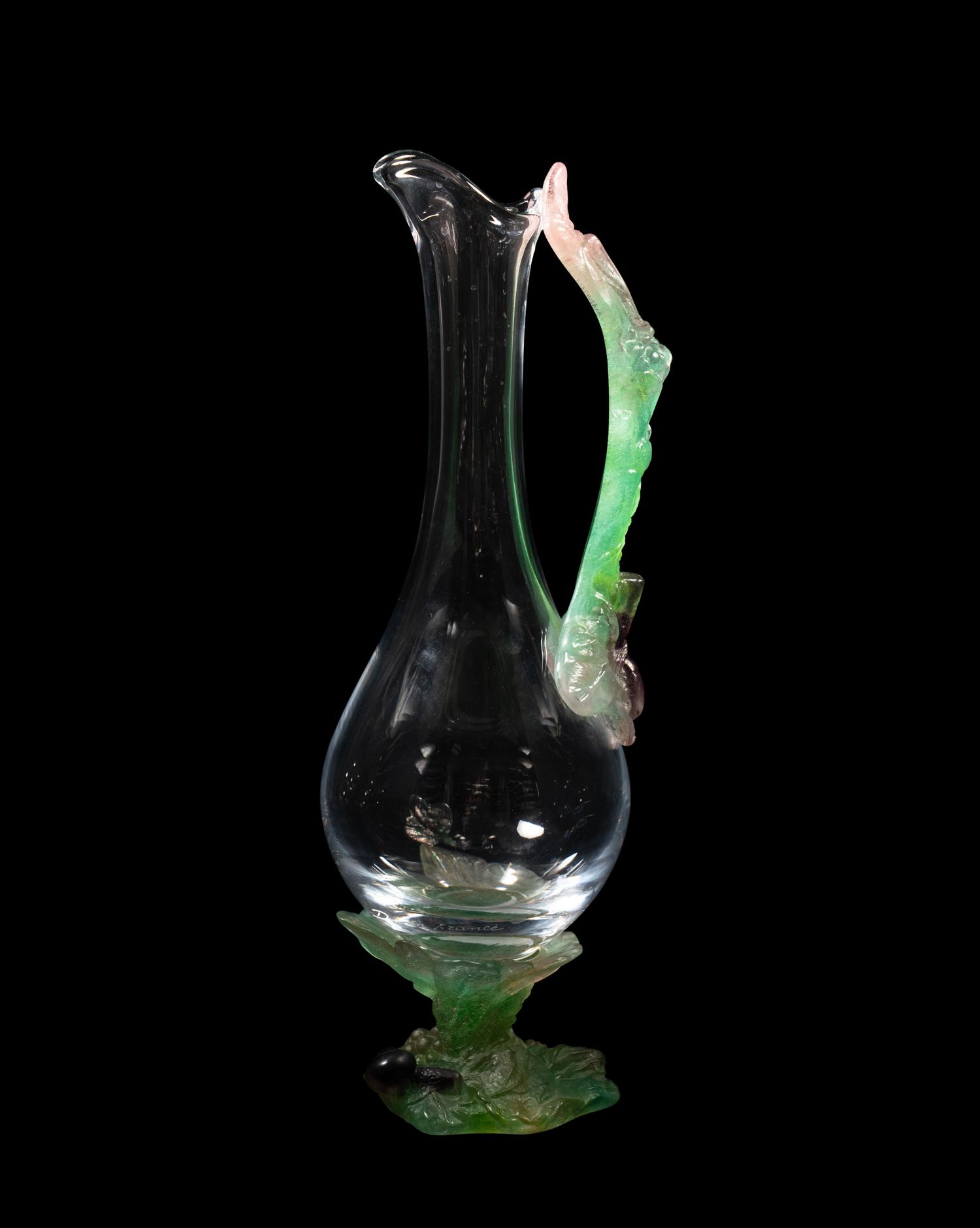 A Set of Daum Nature Pâte-de-Verre Glasses and an Ewer