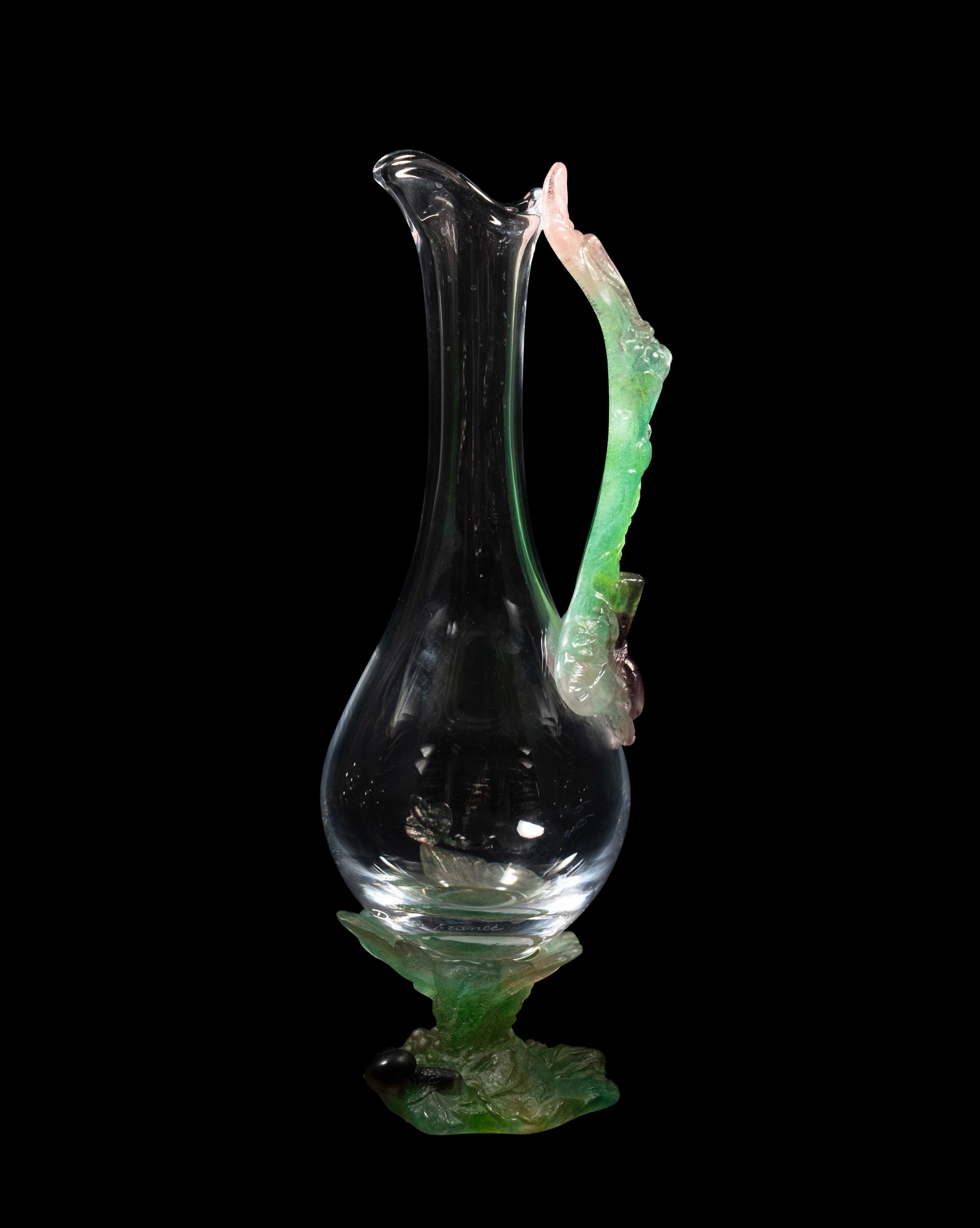 A Set of Daum Nature Pâte-de-Verre Glasses and an Ewer