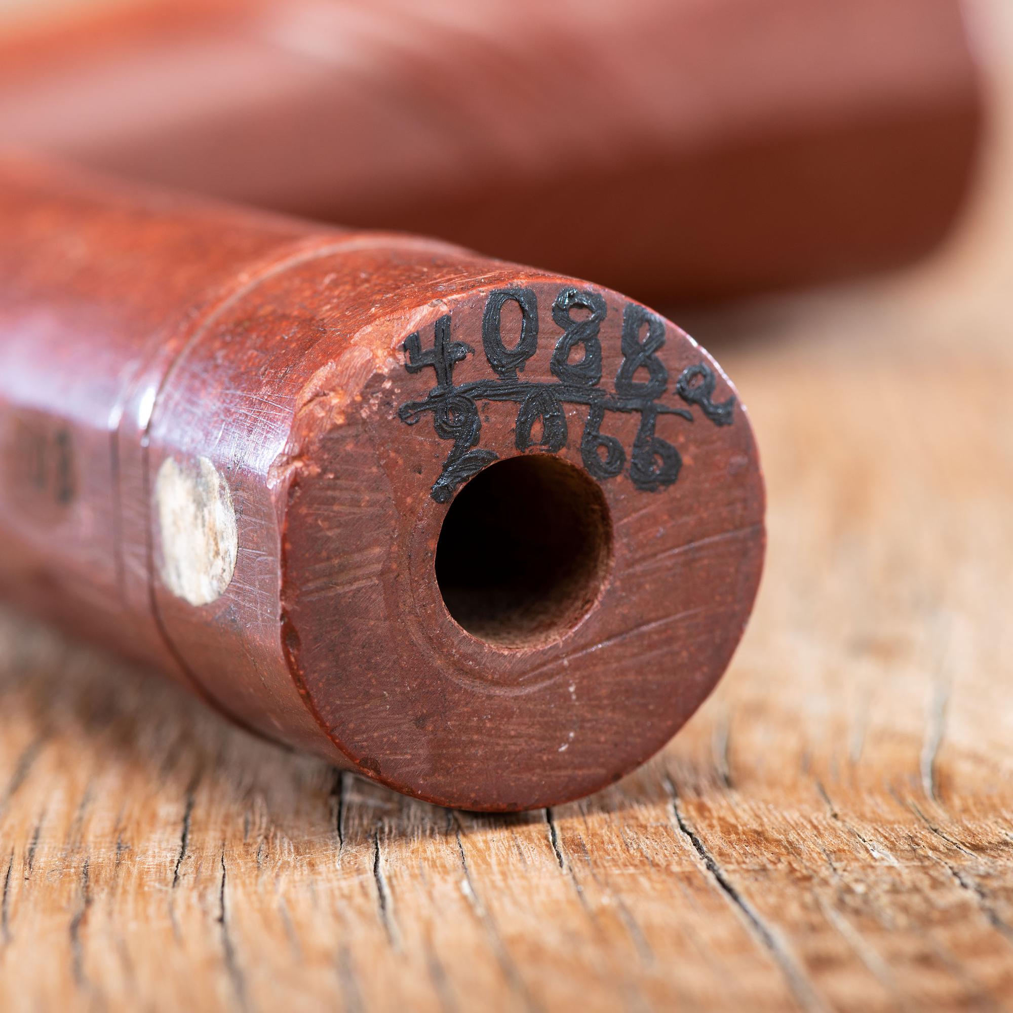 Western Great Lakes Polychrome Pipe Stem, with Catlinite Bowl