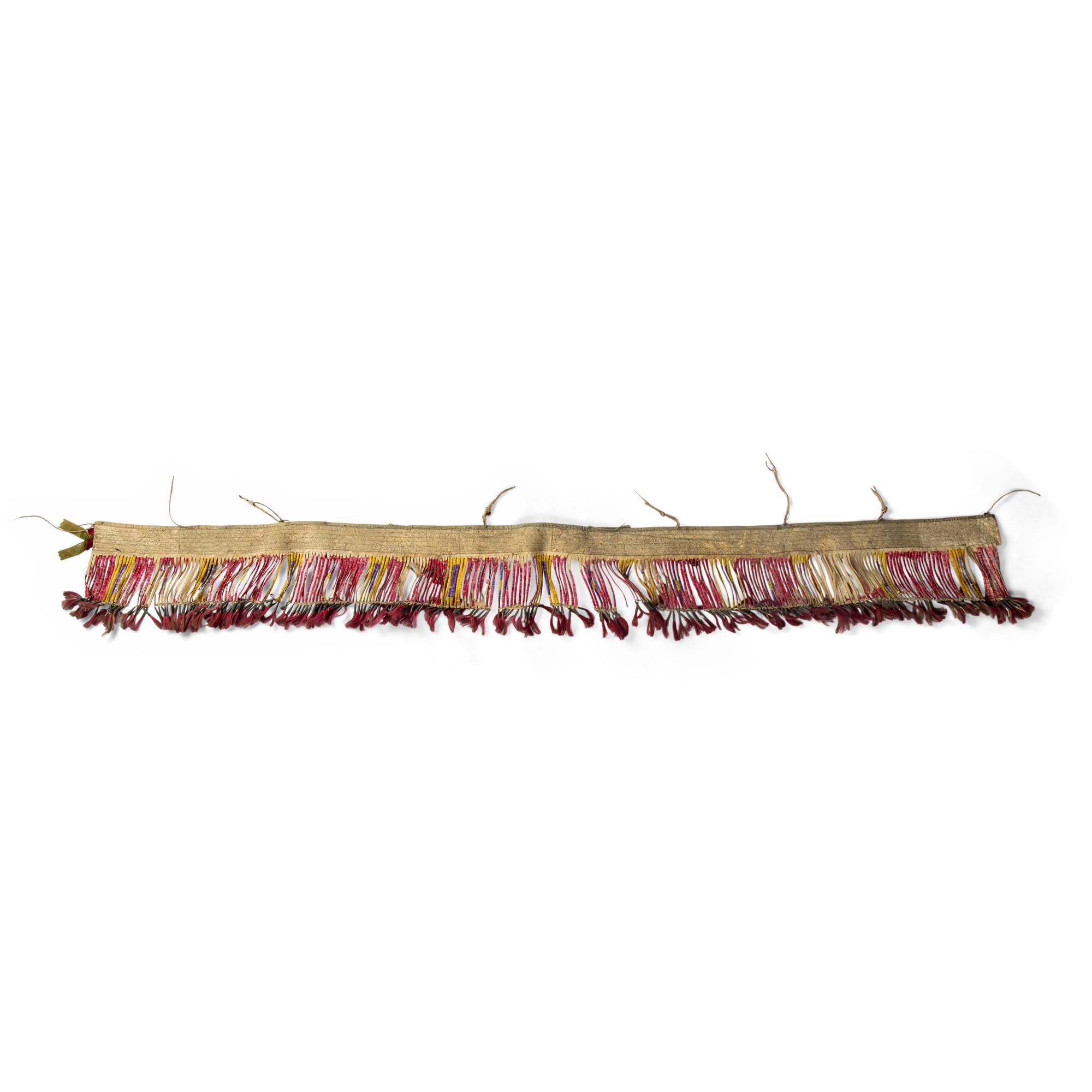 Sioux Beaded and Quilled Hide Strip, Possibly a Wrap for a Drum