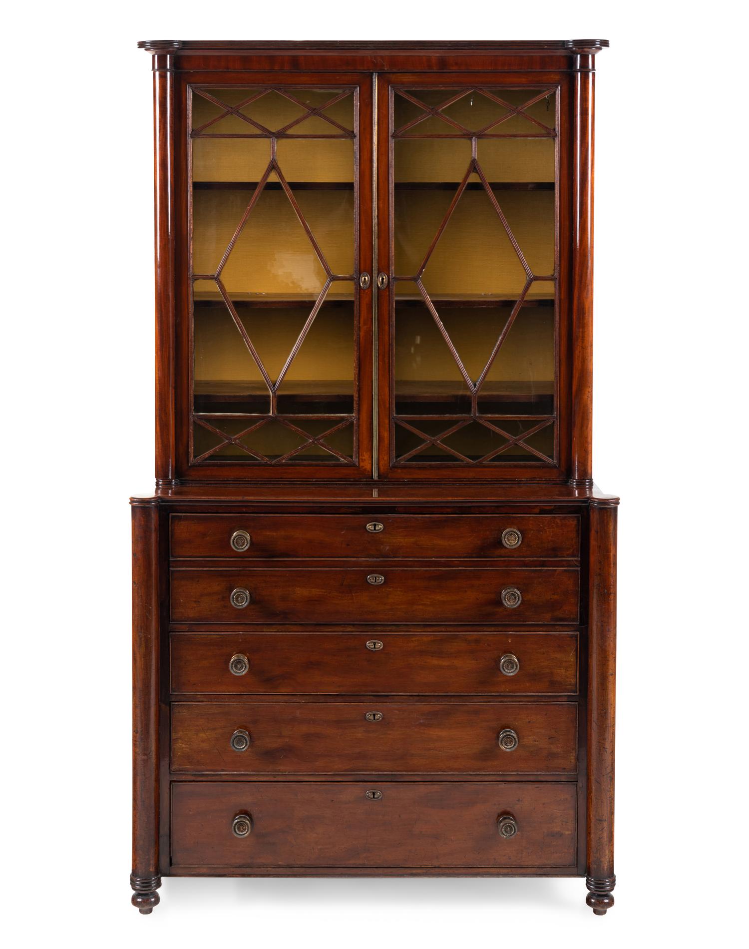 A Regency Mahogany Bureau Bookcase