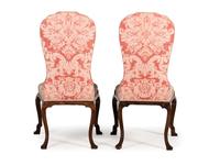 A Pair of William and Mary Style Marquetry Side Chairs