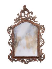 A Continental Rococo-Style Carved Mirror