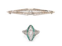 COLLECTION OF DIAMOND AND WHITE GOLD JEWELRY
