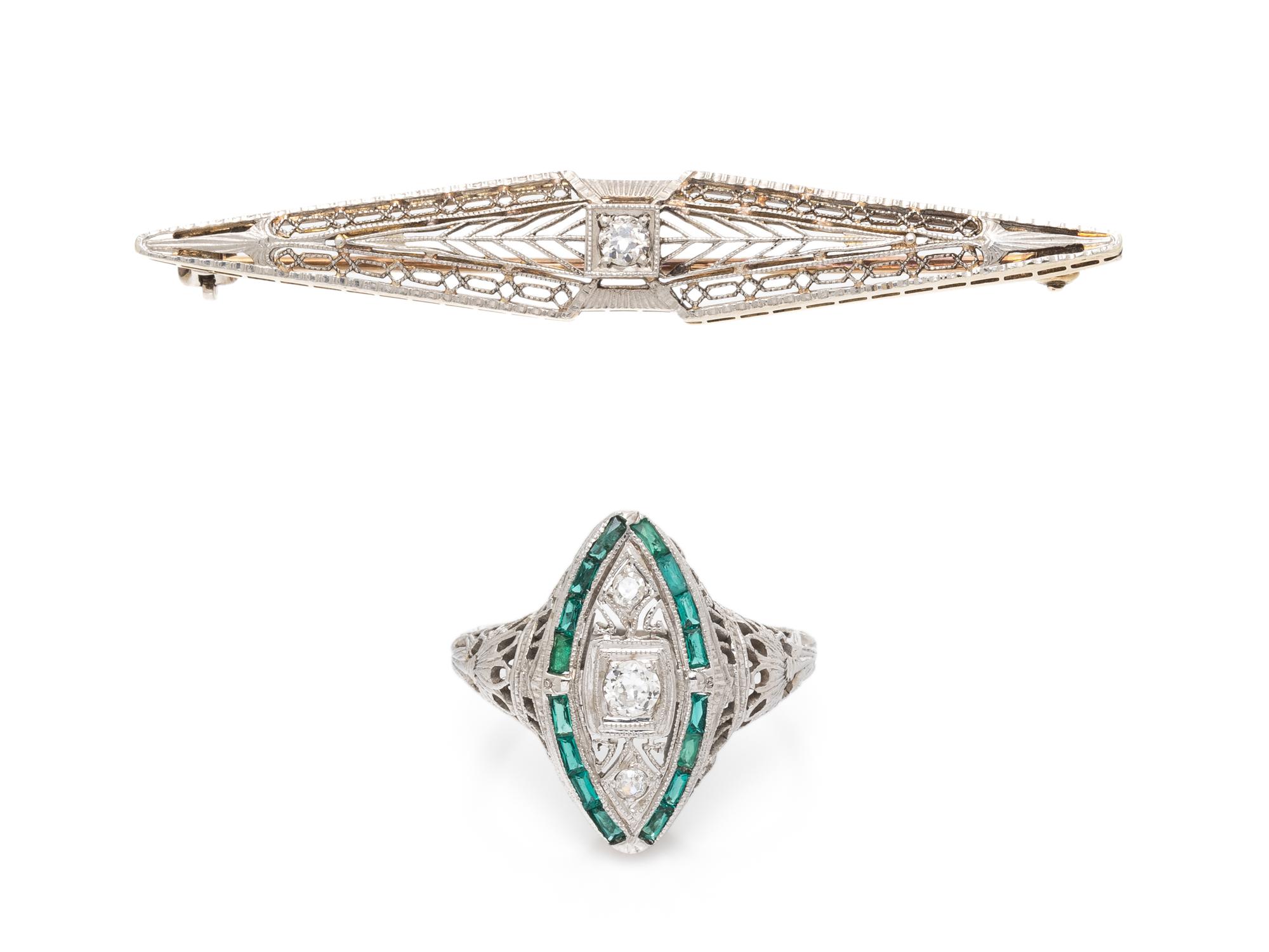 COLLECTION OF DIAMOND AND WHITE GOLD JEWELRY