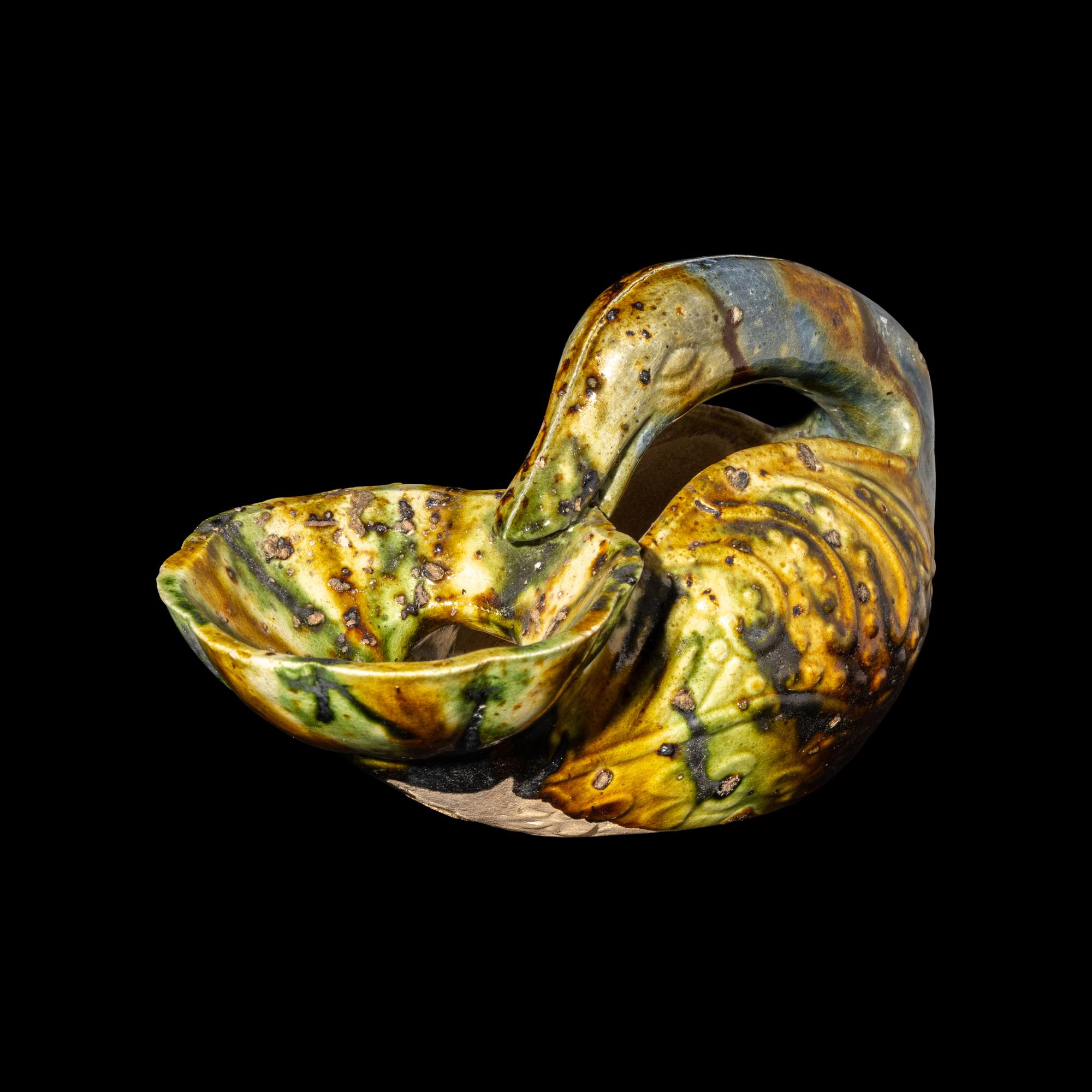 A Rare Tang Dynasty Style Sancai Glazed Duck-Form Vessel