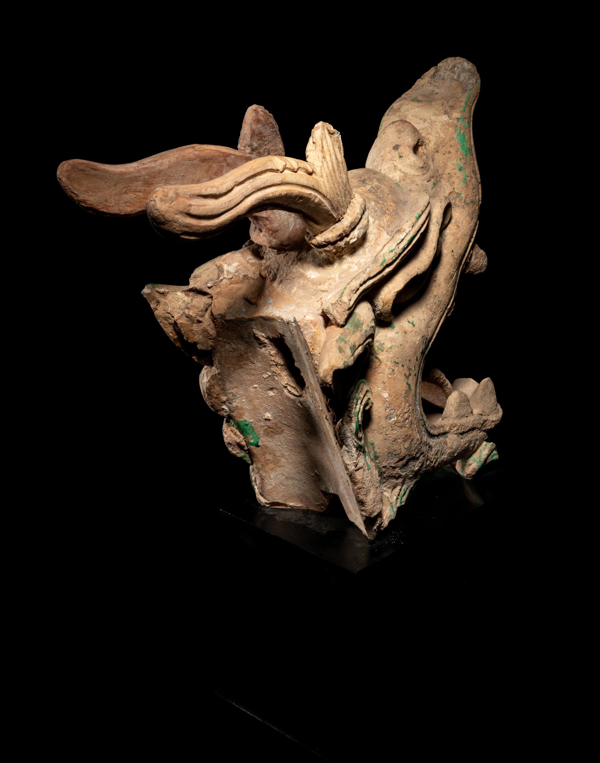 A Pair of Glazed Dragon-Form Roof-Tiles