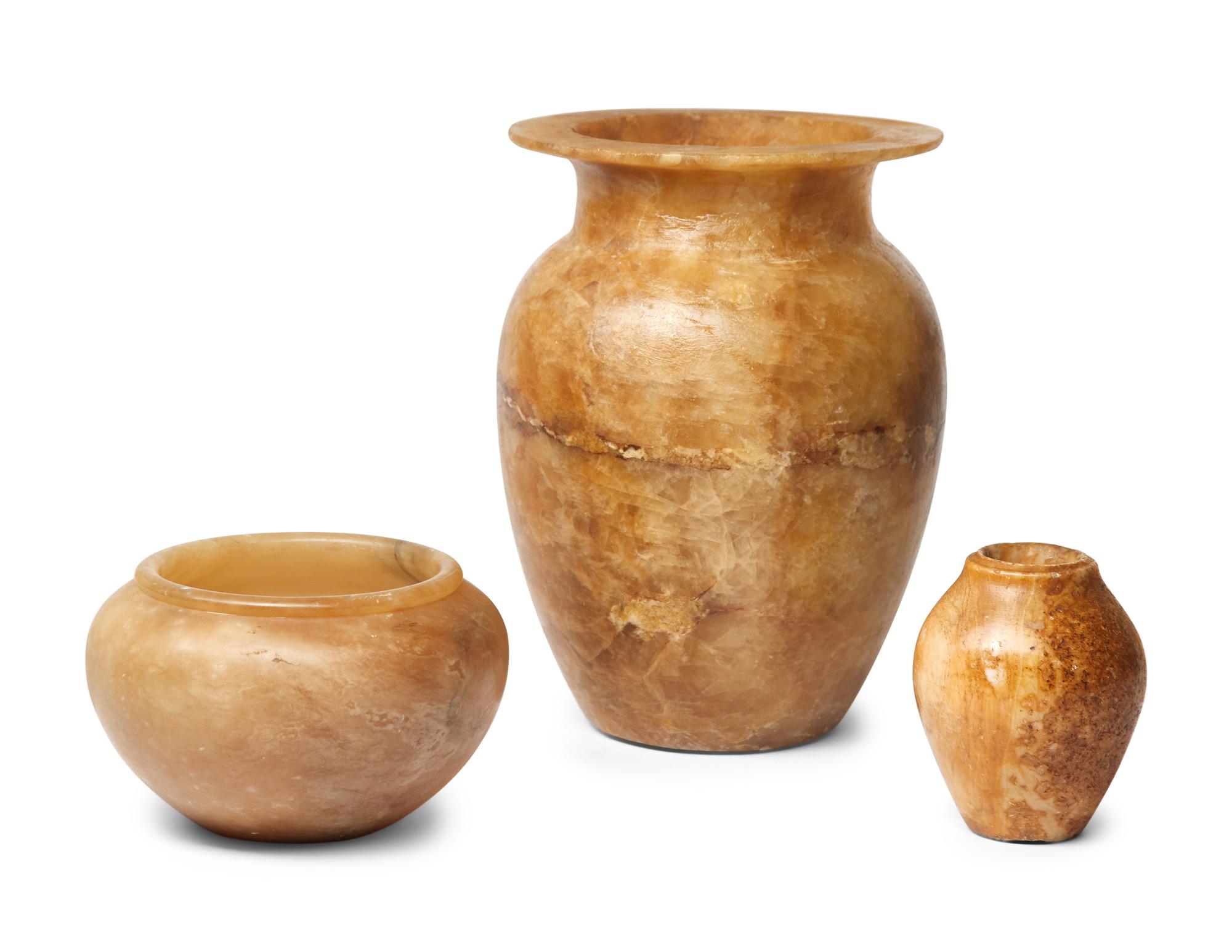 Five Egyptian Alabaster Vessels