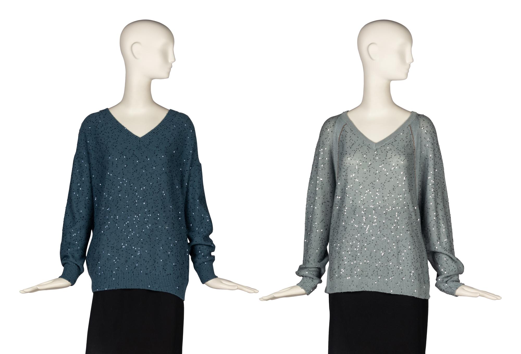Two Brunello Cucinelli Embellished Sweaters