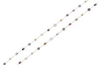 A Platinum, Cultured Pearl and Multigem Longchain Necklace, 14.20 dwts.