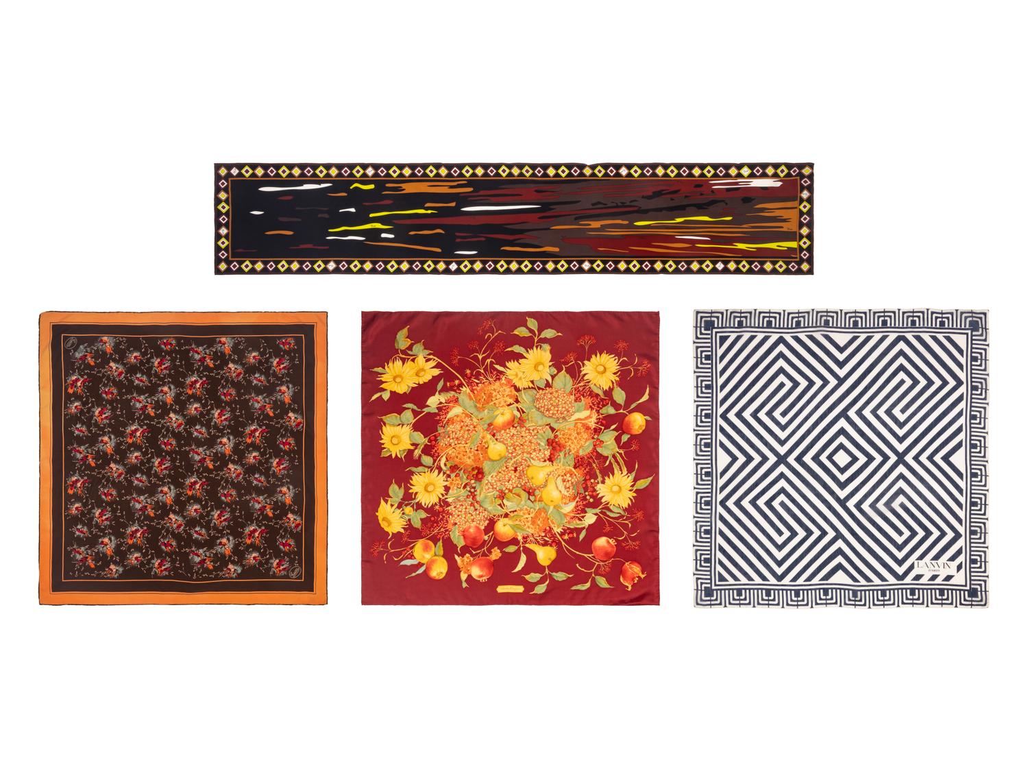 Four Designer Silk Scarves
