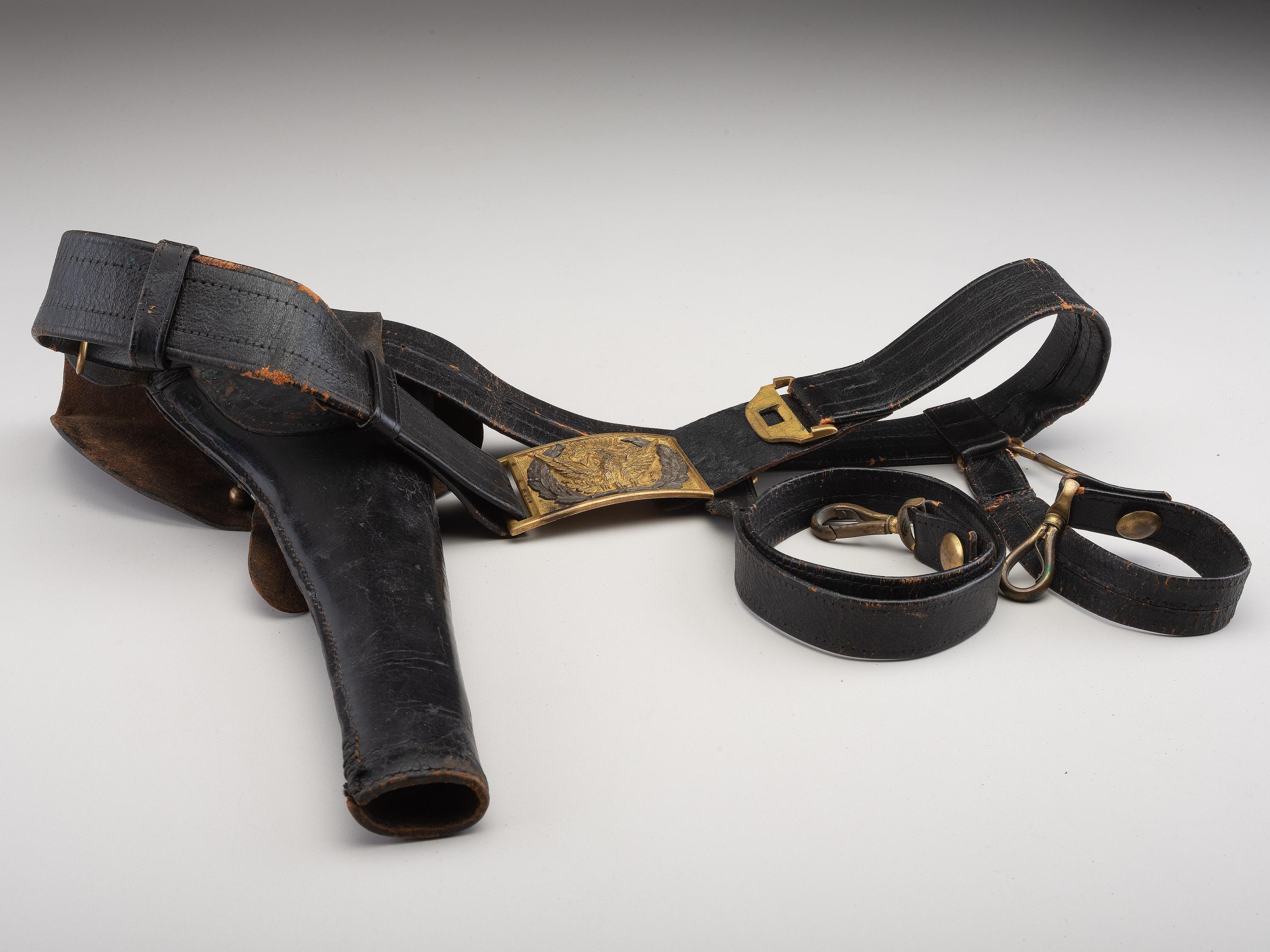 [CIVIL WAR]. Sword belt equipped with Model 1851 enlisted sword belt plate and holster.