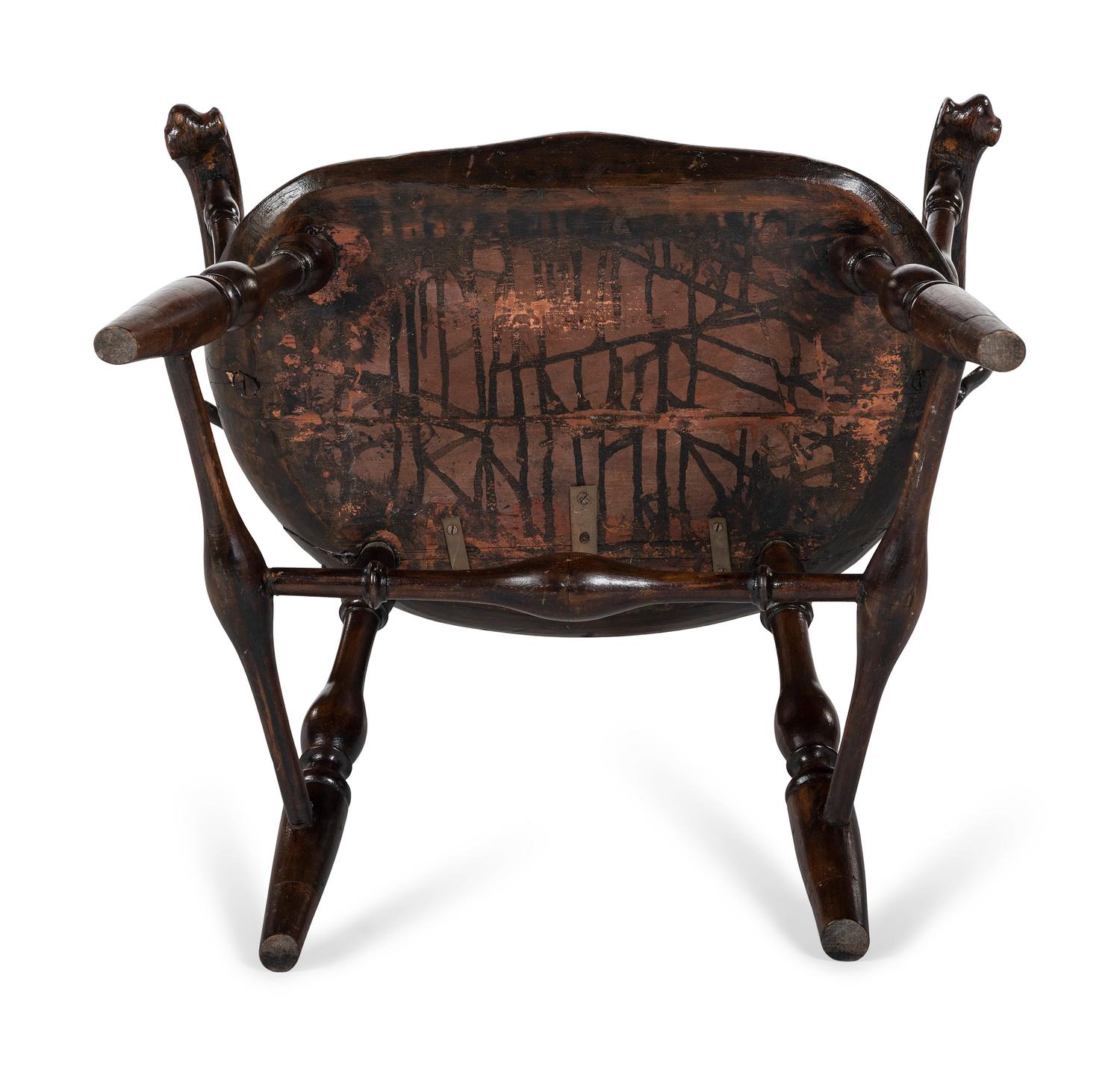 A Volute Carved Comb-Back Knuckle-Arm Windsor Armchair