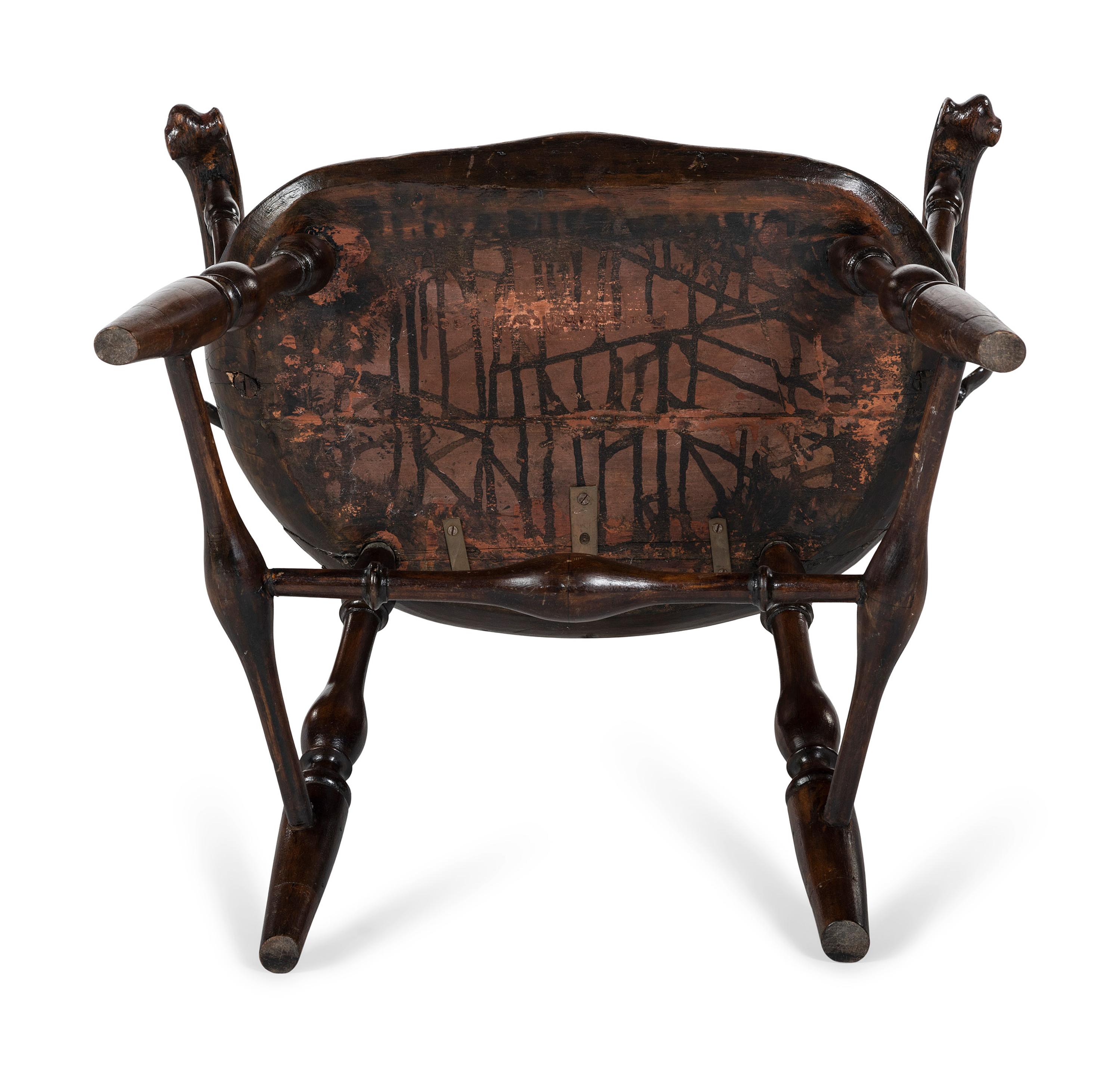 A Volute Carved Comb-Back Knuckle-Arm Windsor Armchair