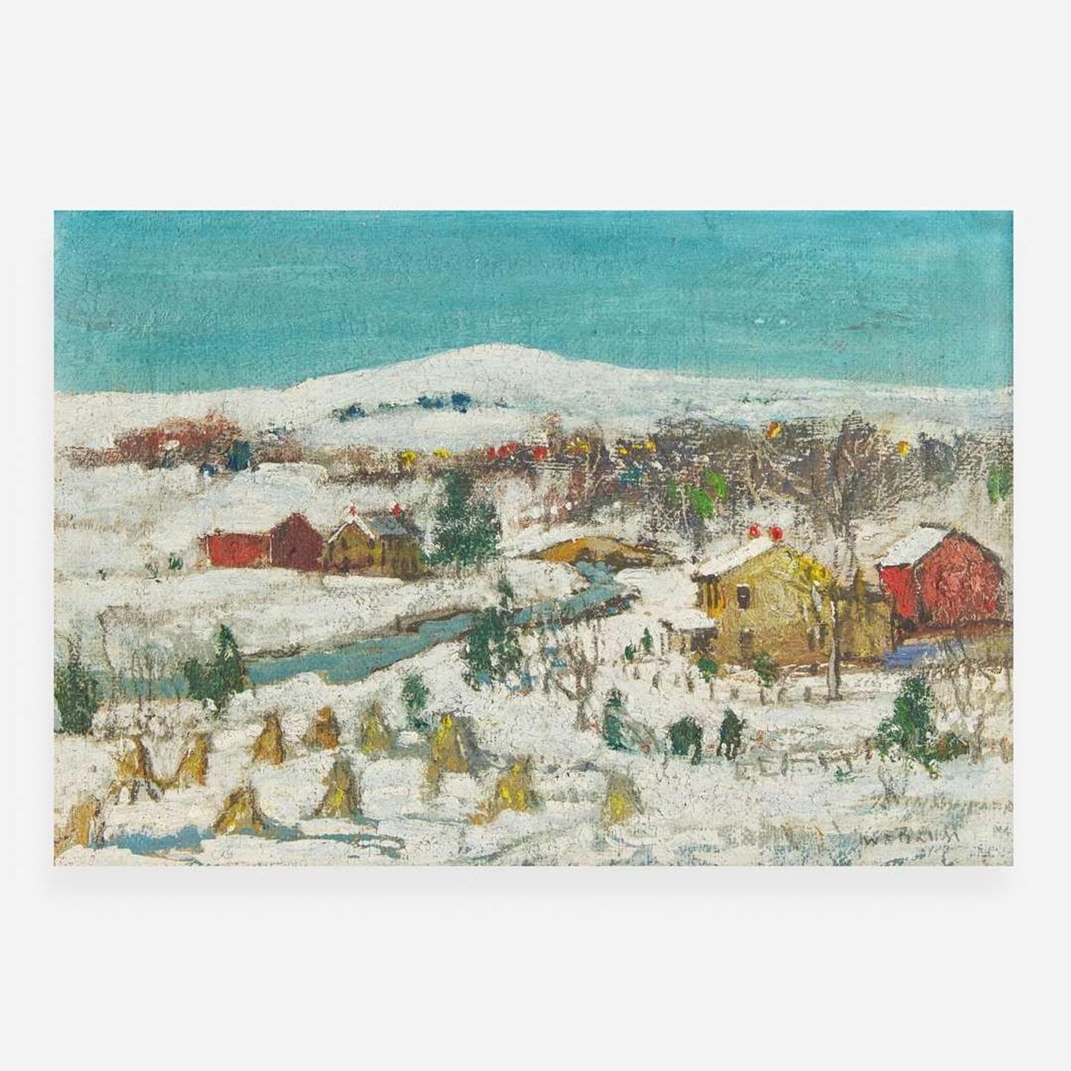 Walter Emerson Baum (American, 1884-1956) Corn Stacks in Winter