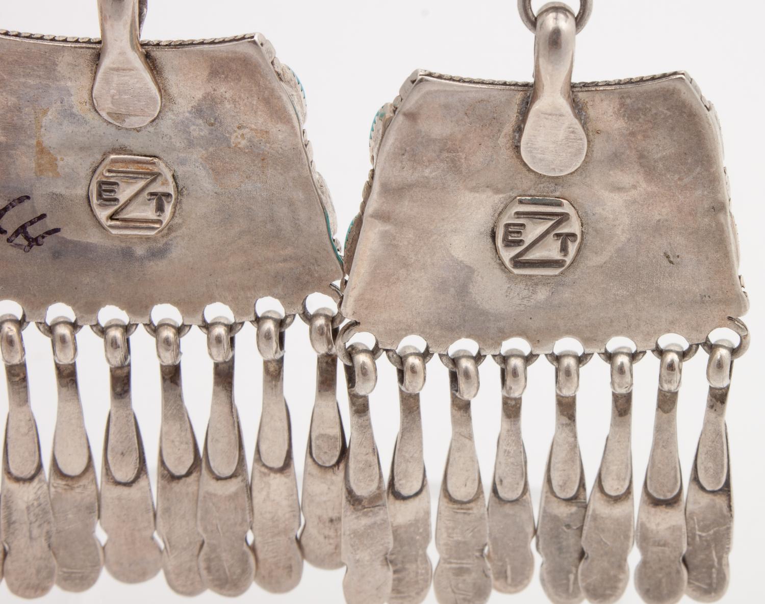 Silver Earrings, with Petit Point Turquoise Lot is located and will ship from Denver, Colorado.