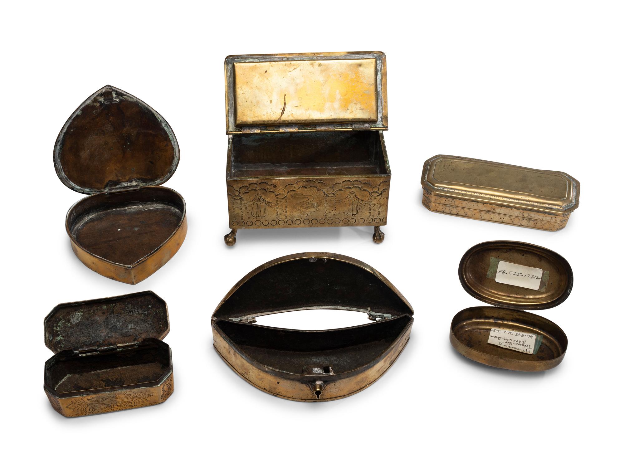 Six Brass Trinket Boxes