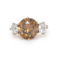 Fancy Deep Yellow-Brown Diamond and Diamond Ring